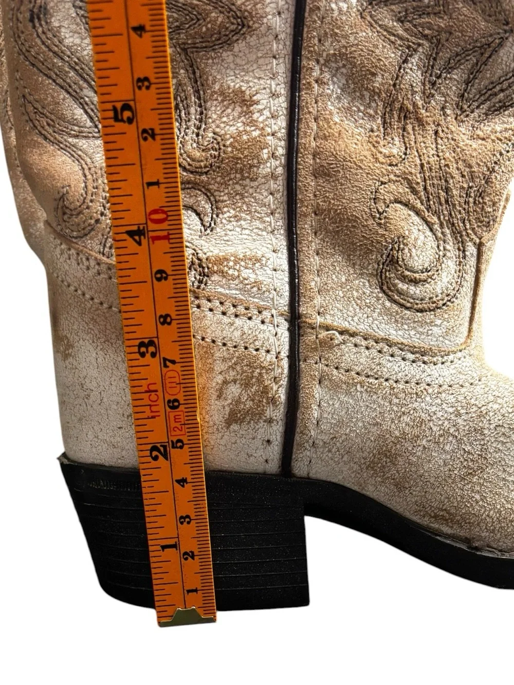 Smoky Mountain Girls Carolina Western Boots White Crackled Leather Western SZ 1